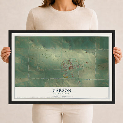 Map of Carson, North Dakota, 12 x 18 inch print in a black wood frame