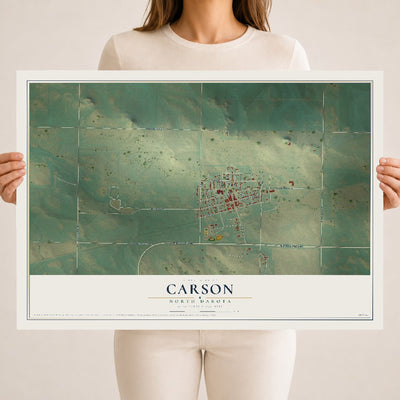 Map of Carson, North Dakota, 18 x 24 inch unframed archival matte print