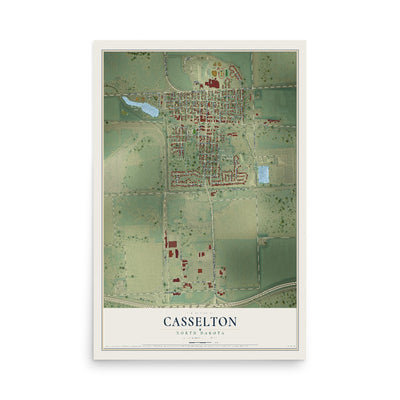 Map of Casselton, North Dakota, 12 x 18 inch unframed archival matte print