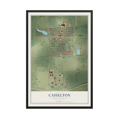 Map of Casselton, North Dakota, 12 x 18 inch print in a black wood frame