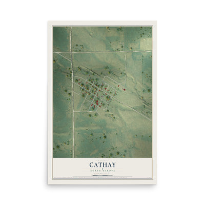 Map of Cathay, North Dakota, 12 x 18 inch unframed archival matte print