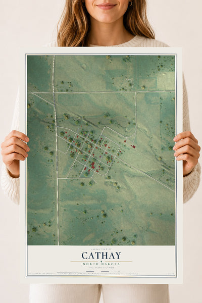 Map of Cathay, North Dakota, 18 x 24 inch unframed archival matte print
