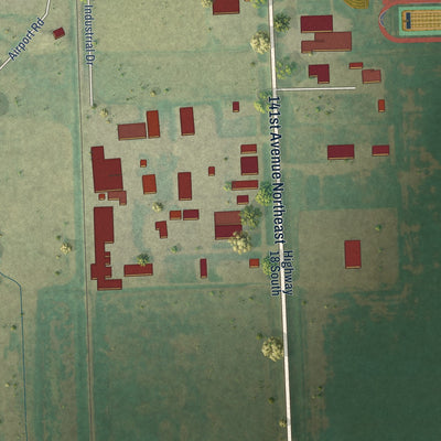 Second close-up of the map of Cavalier, North Dakota print showing more streets and buildings