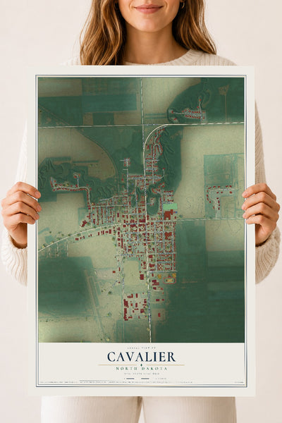 Map of Cavalier, North Dakota, 18 x 24 inch unframed archival matte print