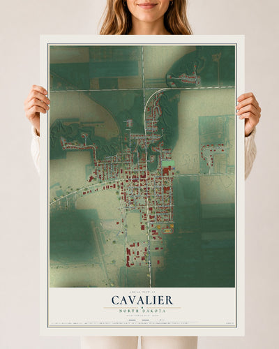 Map of Cavalier, North Dakota, 24 x 36 inch unframed archival matte print