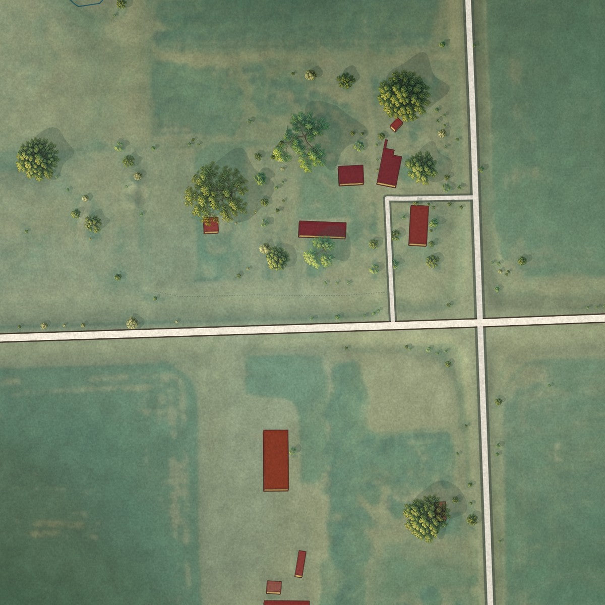 Second close-up of the map of Cayuga, North Dakota print showing more streets and buildings
