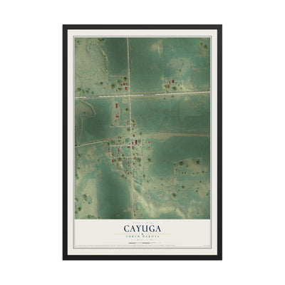 Map of Cayuga, North Dakota, 12 x 18 inch print in a black wood frame