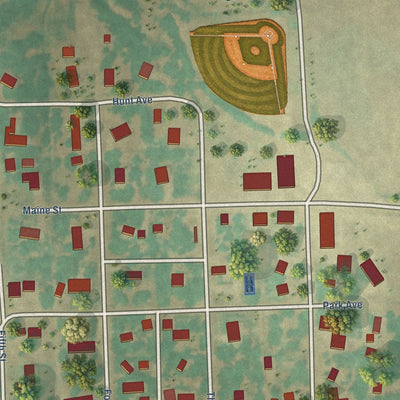Close-up of the map of Christine, North Dakota print showing street and building detail