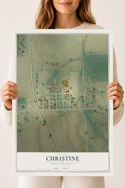 Map of Christine, North Dakota, 18 x 24 inch unframed archival matte print