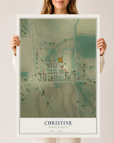 Map of Christine, North Dakota, 24 x 36 inch unframed archival matte print