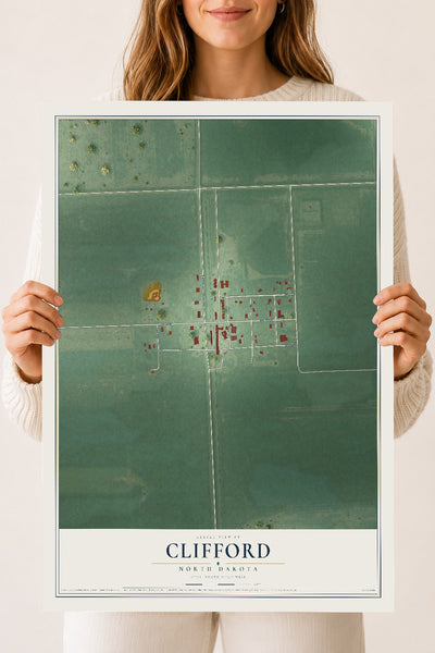 Map of Clifford, North Dakota, 18 x 24 inch unframed archival matte print