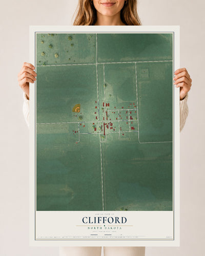 Map of Clifford, North Dakota, 24 x 36 inch unframed archival matte print