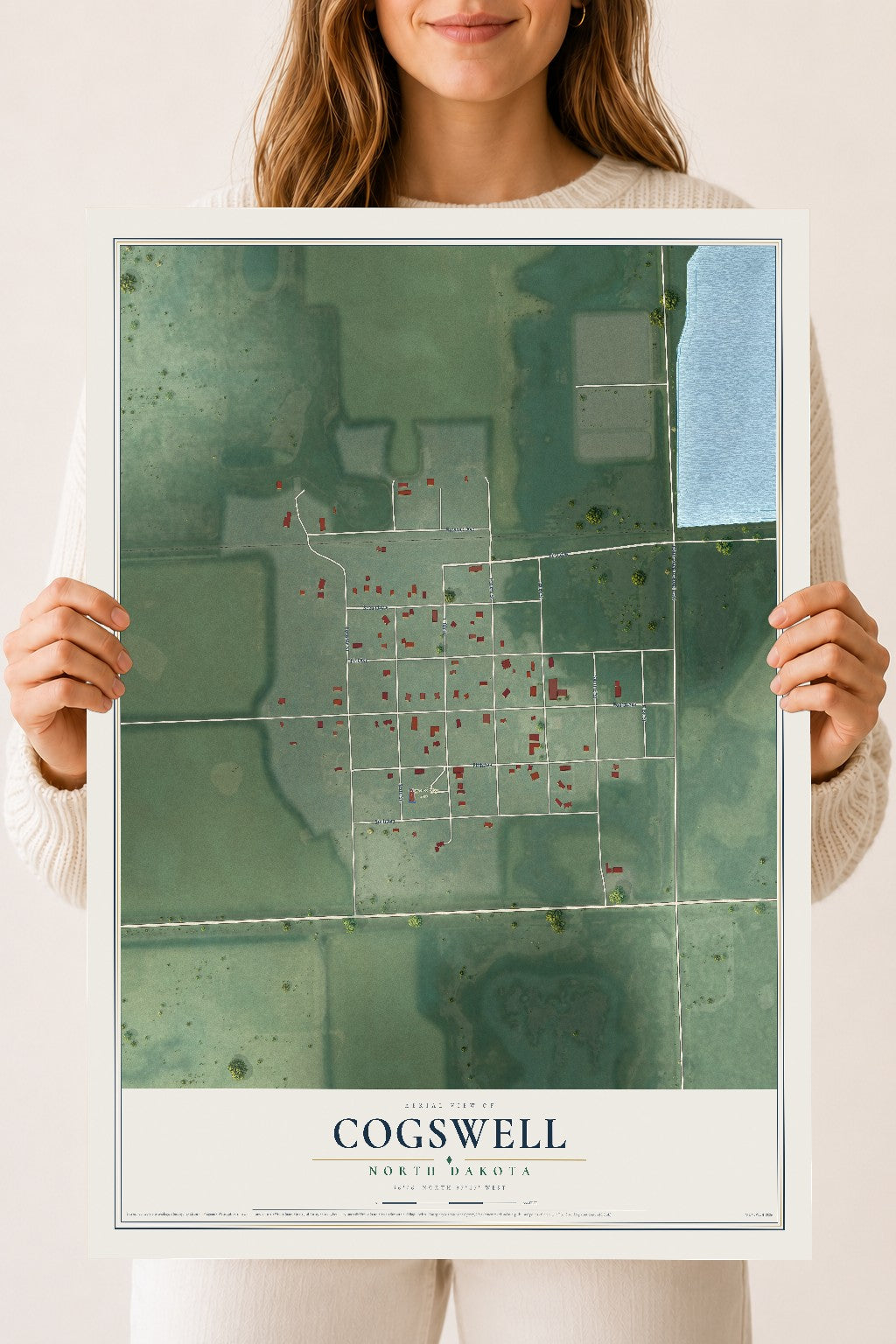 Map of Cogswell, North Dakota, 18 x 24 inch unframed archival matte print