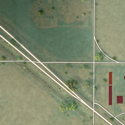Second close-up of the map of Coleharbor, North Dakota print showing more streets and buildings