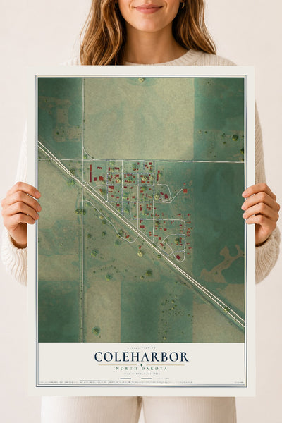 Map of Coleharbor, North Dakota, 18 x 24 inch unframed archival matte print