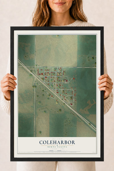 Map of Coleharbor, North Dakota, 18 x 24 inch print in a black wood frame