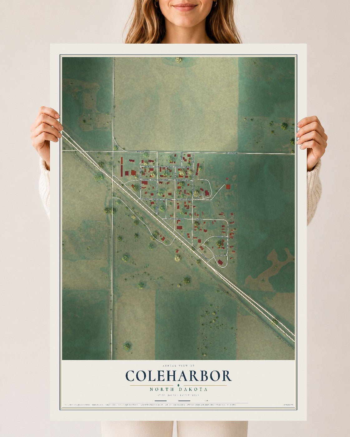 Map of Coleharbor, North Dakota, 24 x 36 inch unframed archival matte print
