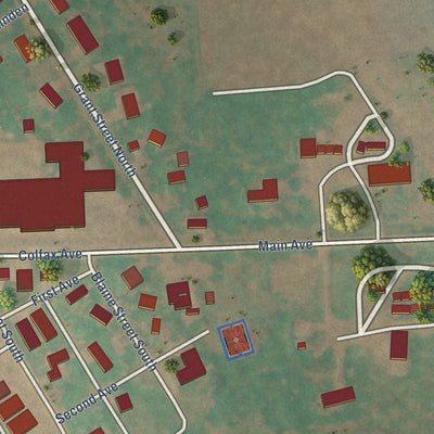 Close-up of the map of Colfax, North Dakota print showing street and building detail