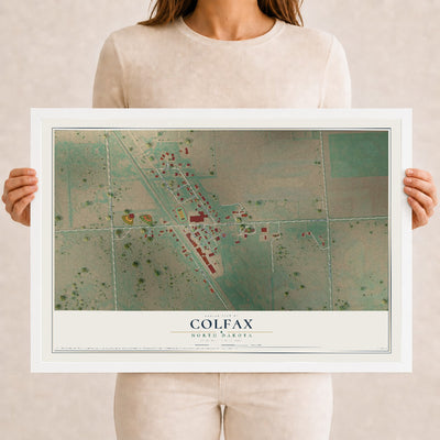 Map of Colfax, North Dakota, 12 x 18 inch print in a white wood frame