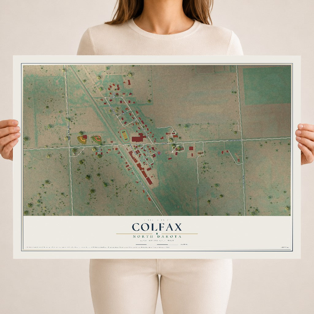 Map of Colfax, North Dakota, 18 x 24 inch unframed archival matte print