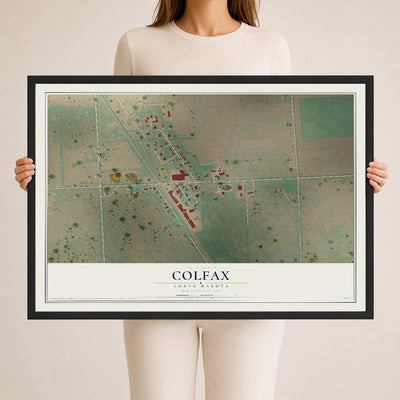 Map of Colfax, North Dakota, 24 x 36 inch print in a black wood frame