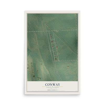Map of Conway, North Dakota, 12 x 18 inch unframed archival matte print