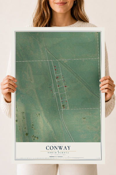 Map of Conway, North Dakota, 18 x 24 inch unframed archival matte print