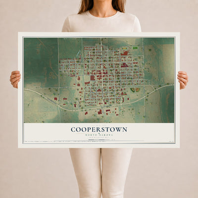 Map of Cooperstown, North Dakota, 24 x 36 inch unframed archival matte print