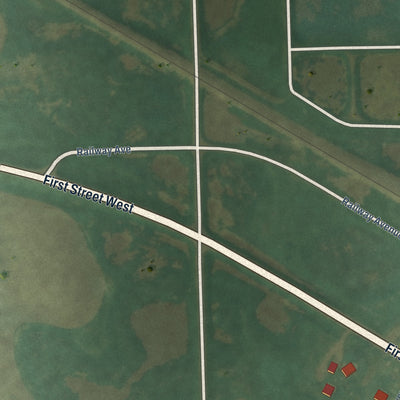 Second close-up of the map of Courtenay, North Dakota print showing more streets and buildings