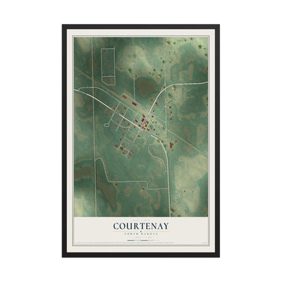 Map of Courtenay, North Dakota, 12 x 18 inch print in a black wood frame