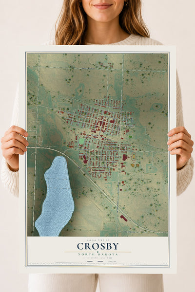 Map of Crosby, North Dakota, 18 x 24 inch unframed archival matte print