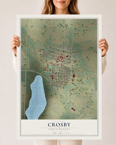 Map of Crosby, North Dakota, 24 x 36 inch unframed archival matte print
