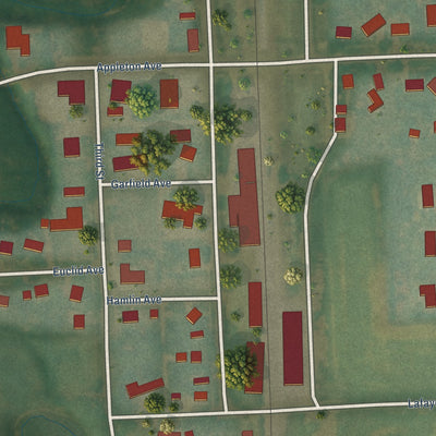 Close-up of the map of Crystal, North Dakota print showing street and building detail