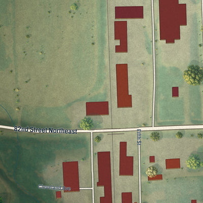Second close-up of the map of Crystal, North Dakota print showing more streets and buildings