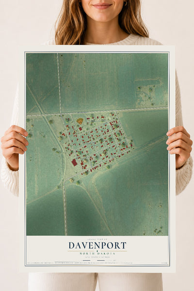 Map of Davenport, North Dakota, 18 x 24 inch unframed archival matte print