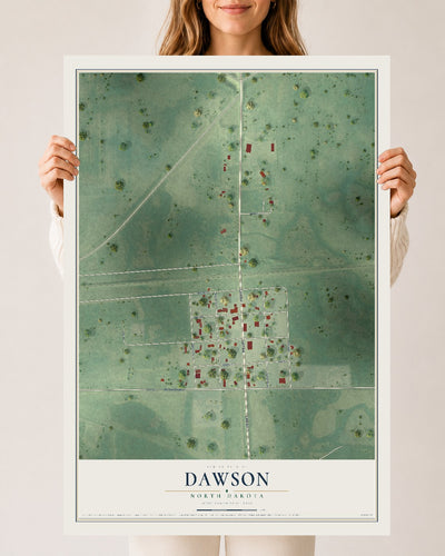 Map of Dawson, North Dakota, 24 x 36 inch unframed archival matte print