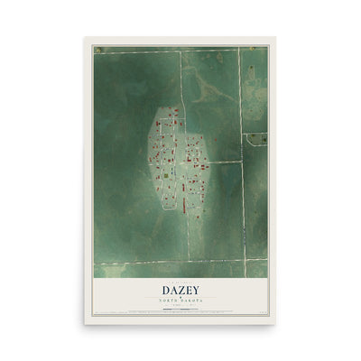 Map of Dazey, North Dakota, 12 x 18 inch unframed archival matte print