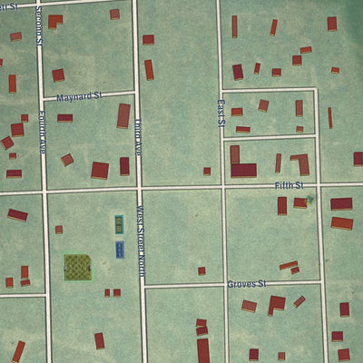 Close-up of the map of Dazey, North Dakota print showing street and building detail