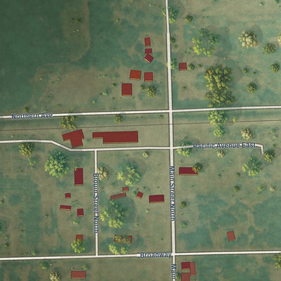 Close-up of the map of De Lamere, North Dakota print showing street and building detail