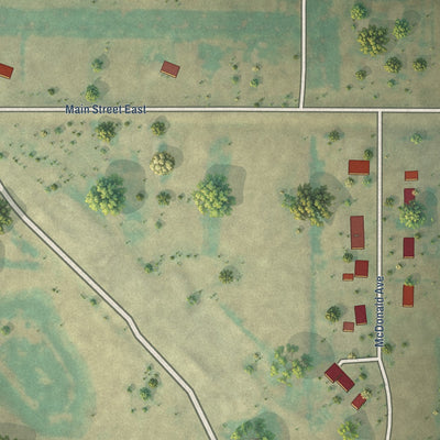 Second close-up of the map of Deering, North Dakota print showing more streets and buildings