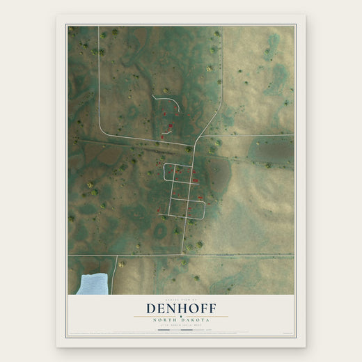 Denhoff, North Dakota map print, the full design