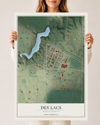 Map of Des Lacs, North Dakota, 24 x 36 inch unframed archival matte print