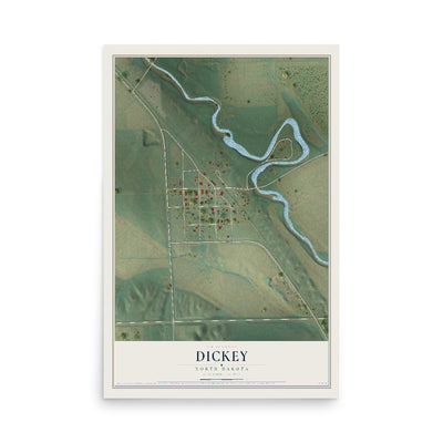 Map of Dickey, North Dakota, 12 x 18 inch unframed archival matte print