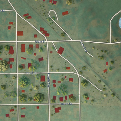 Close-up of the map of Dickey, North Dakota print showing street and building detail