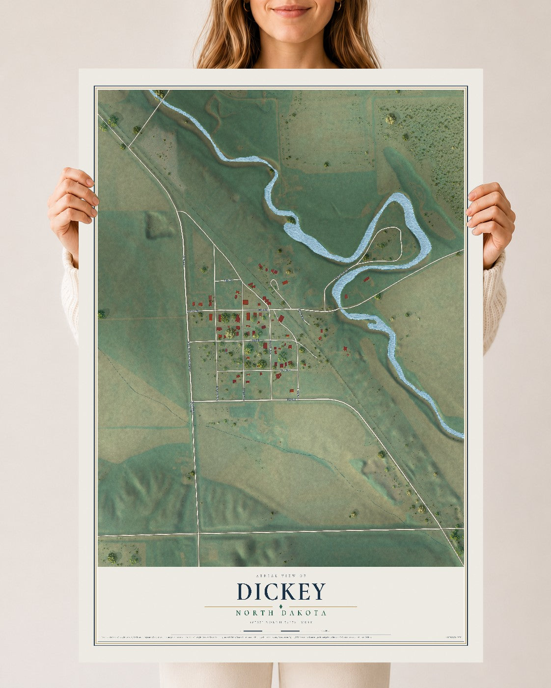 Map of Dickey, North Dakota, 24 x 36 inch unframed archival matte print