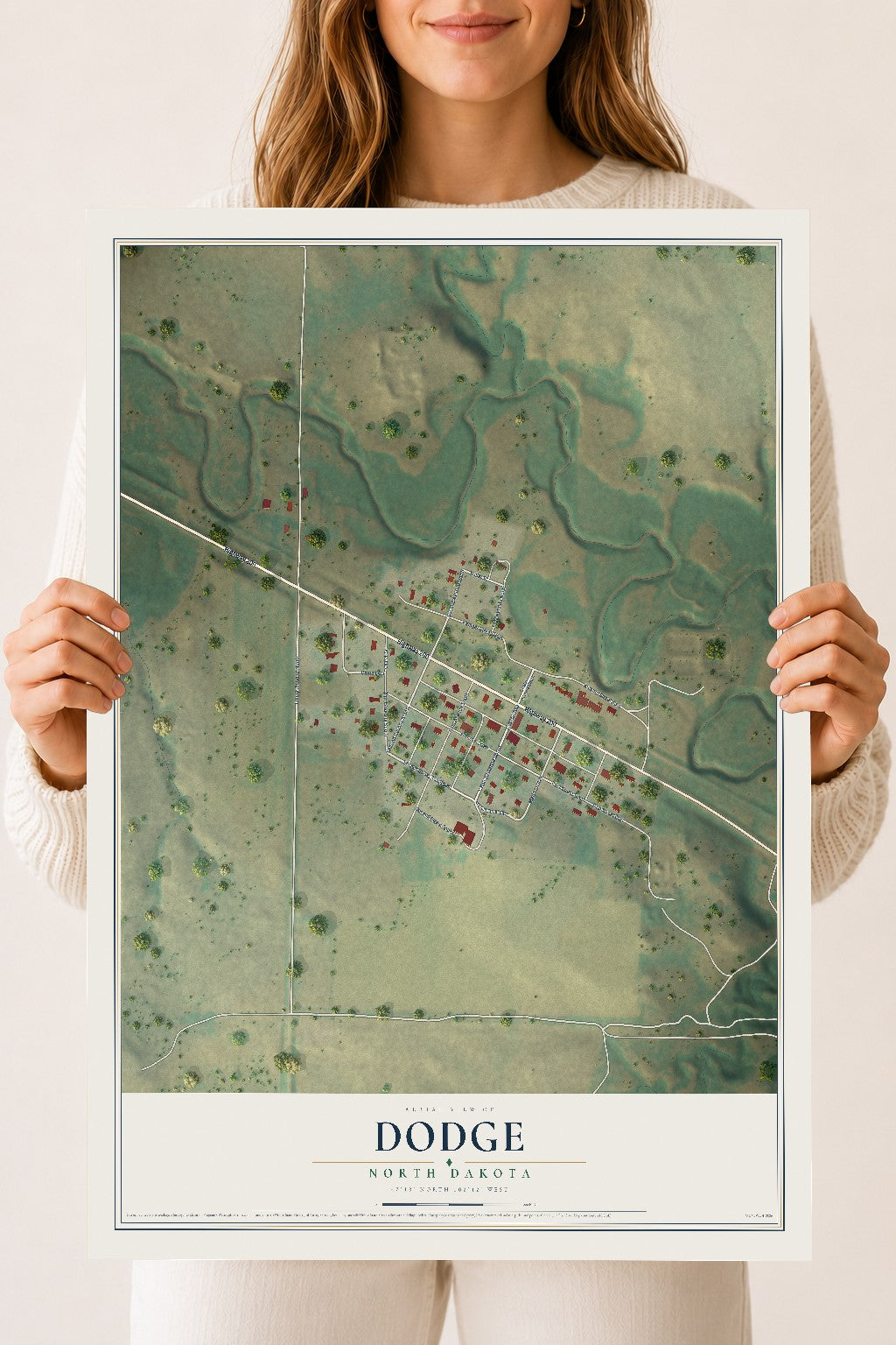 Map of Dodge, North Dakota, 18 x 24 inch unframed archival matte print