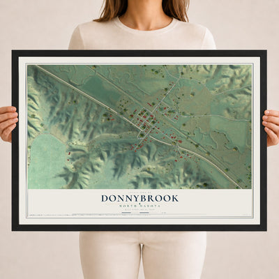 Map of Donnybrook, North Dakota, 18 x 24 inch print in a black wood frame
