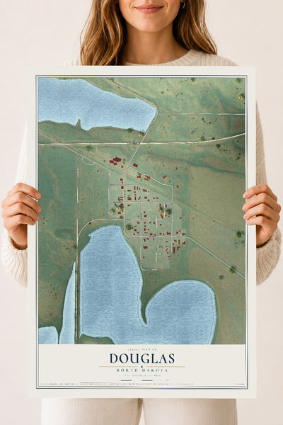 Map of Douglas, North Dakota, 18 x 24 inch unframed archival matte print