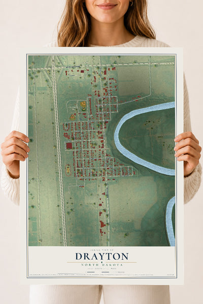 Map of Drayton, North Dakota, 18 x 24 inch unframed archival matte print