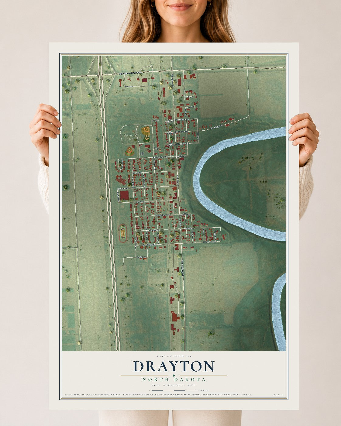 Map of Drayton, North Dakota, 24 x 36 inch unframed archival matte print